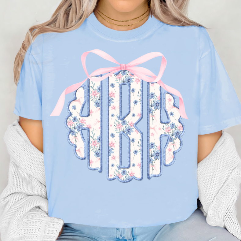 Pink and Blue Monogram with Bow