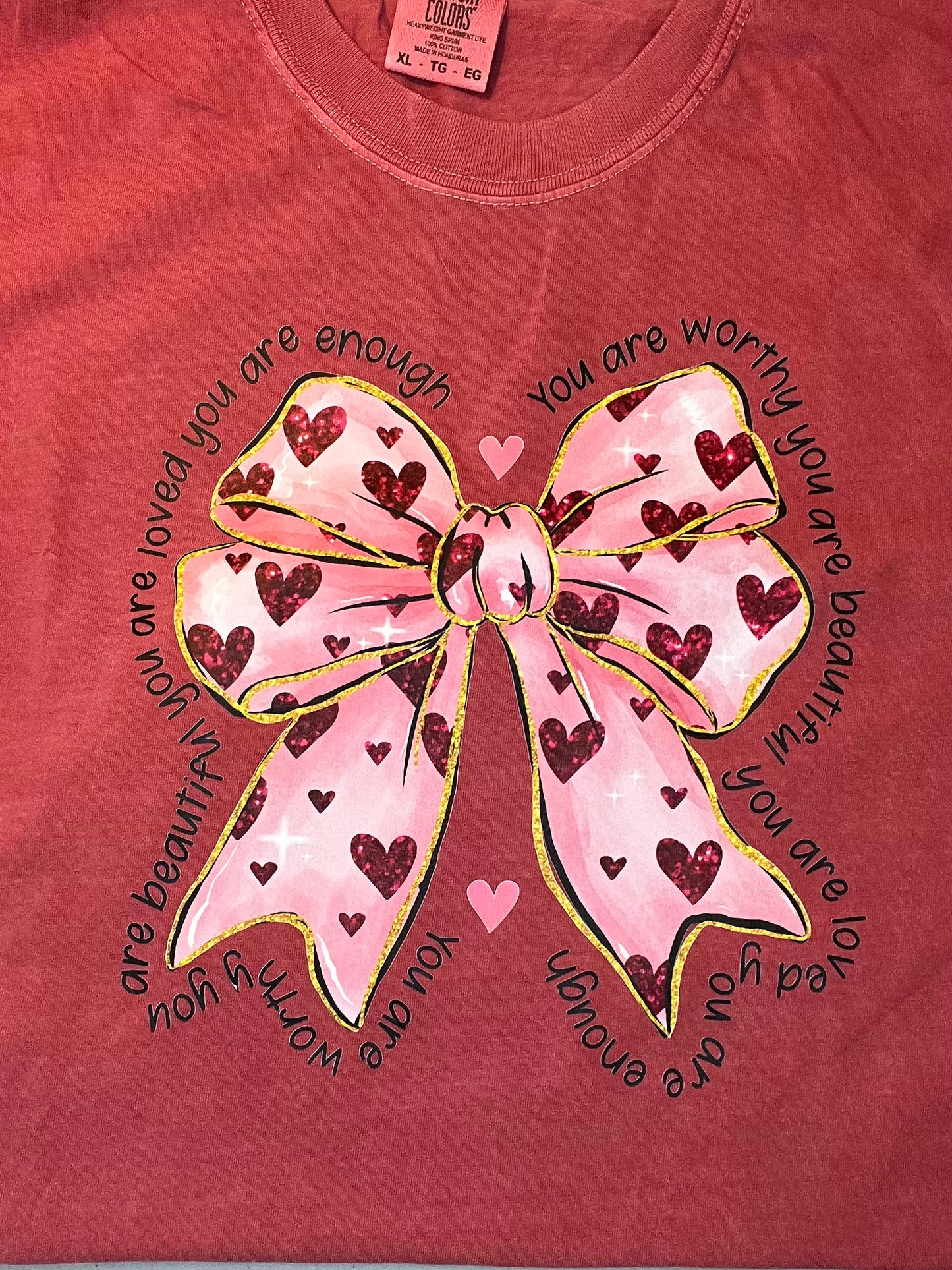 Pink Bow with Hearts, long sleeve
