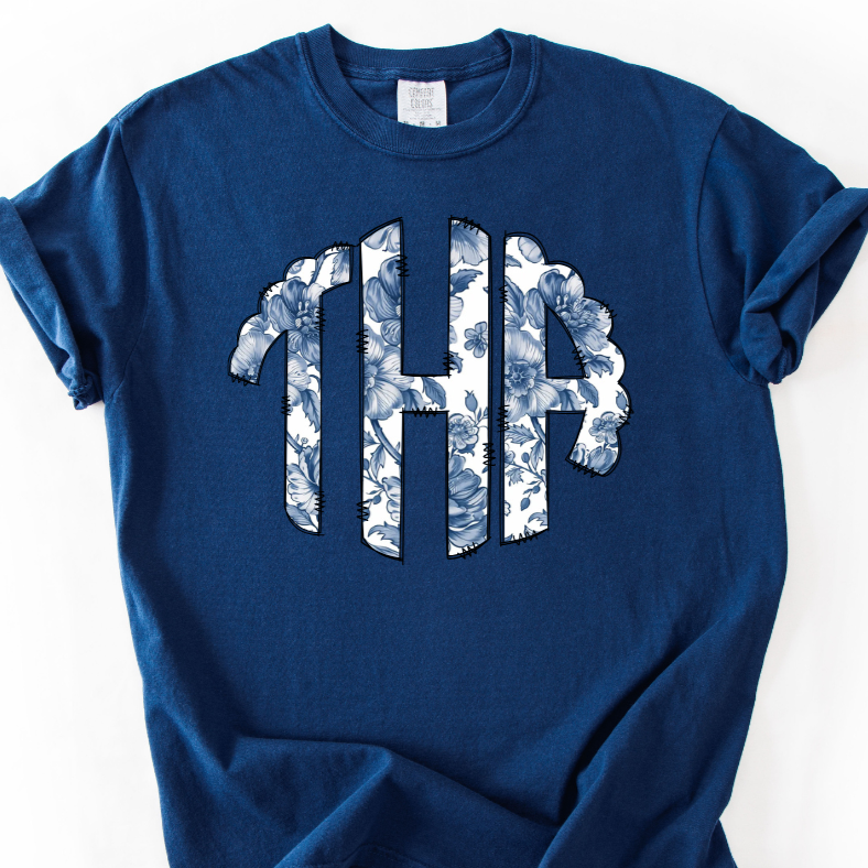 Navy and White Monogram