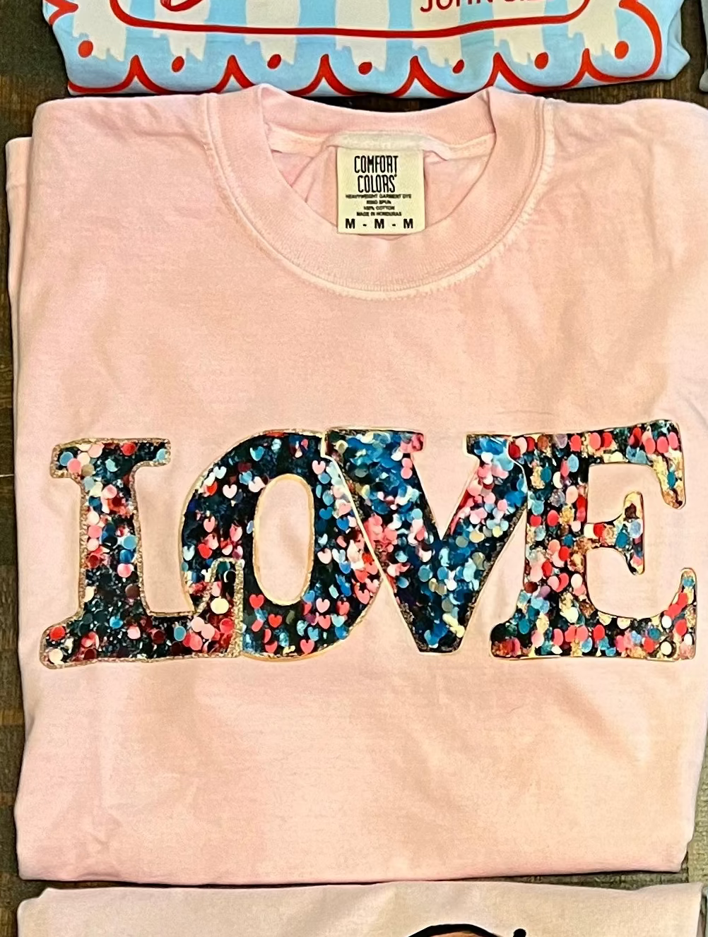 LOVE Faux Sequins, Short Sleeve