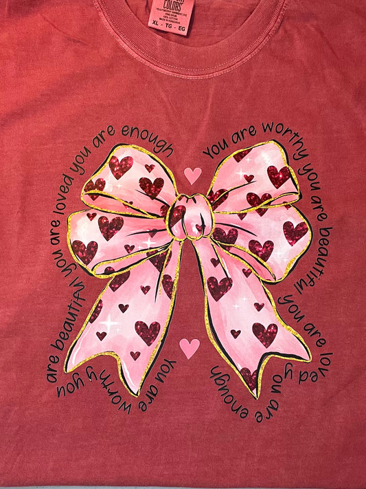 Pink Bow with Hearts, long sleeve